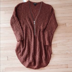 Zip up fall knit sweater rust color express small